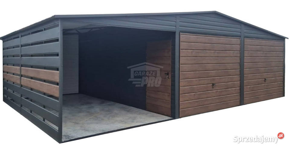 Garaż blaszany 6x6m wiata 3m 2x brama drzwi dach Sprzedaż Zielona Góra