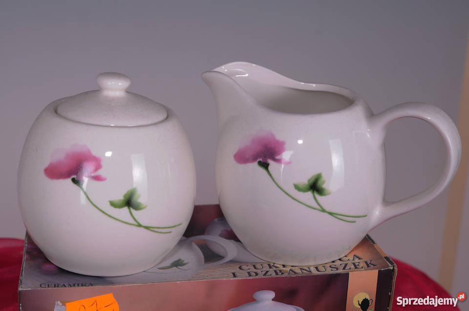 ZESTAW PORCELANOWY CUKIERNICA I MLECZNIK biały Polkowice