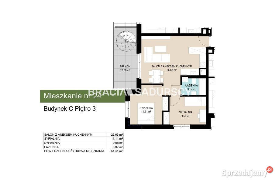 Mieszkanie Kraków Kantrowicka 5141m2 3 pokoje Piętro 3 Sprzedaż