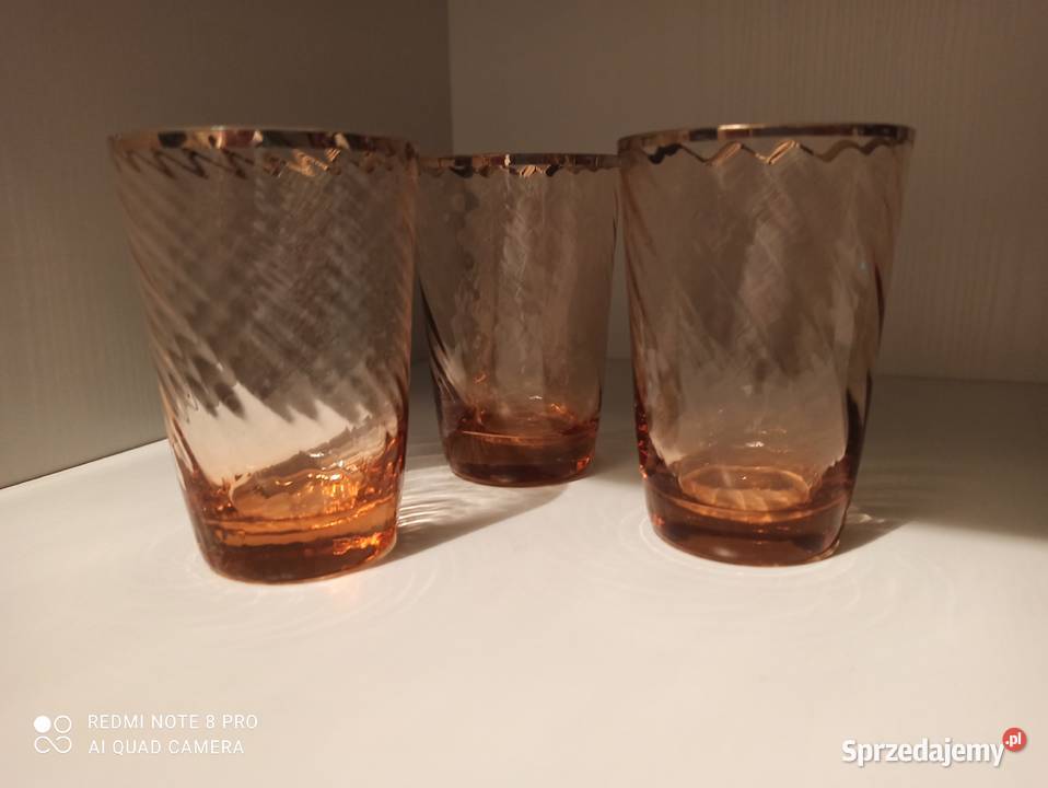 Szklanki łososiowe PRL Warpechy Stare
