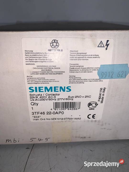 Siemens 3TF46 220AP0 Stycznik 230V 22kW Warszawa