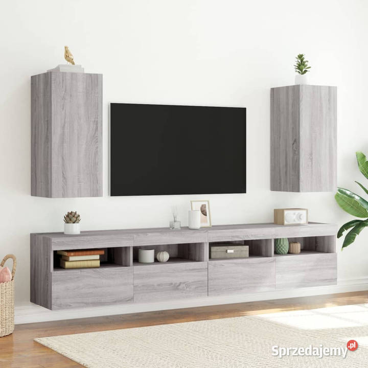 Ścienna szafka TV z LED szary dąb sonoma RTV Warszawa sprzedam