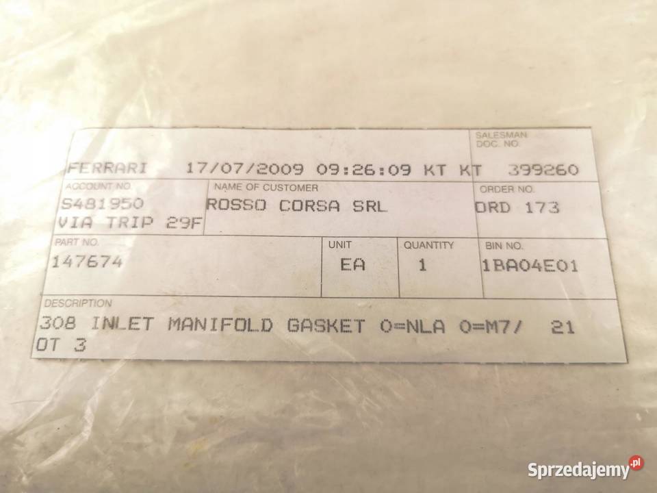 USZCZELKA KOLEKTORA SSĄCEGO FERRARI 308 MONDIAL Części samochodowe lubelskie