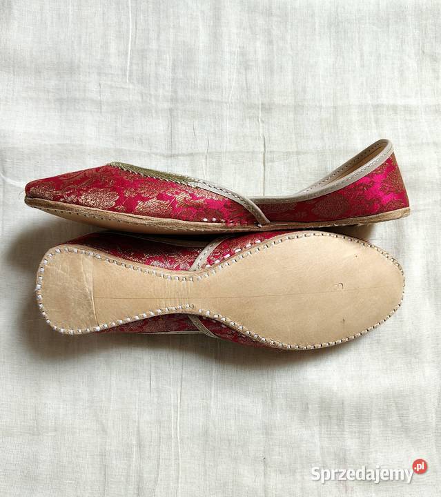 Indyjskie buty baleriny khussa 39 orient boho skóra Balerinki Szczecin