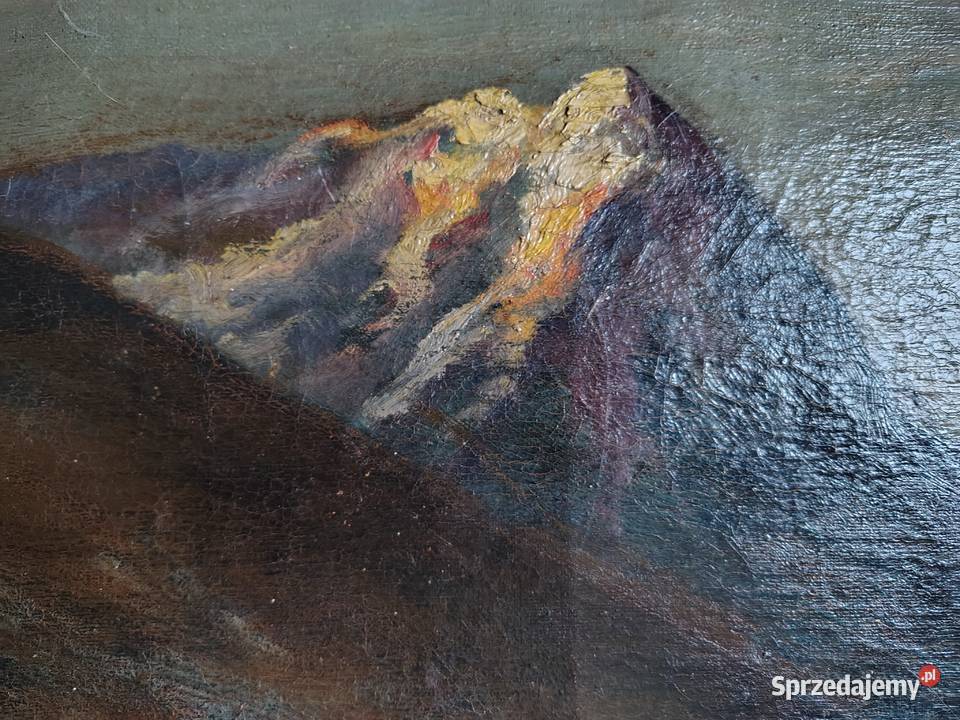 Stary przedwojenny obraz olejny Tatry Kartuzy
