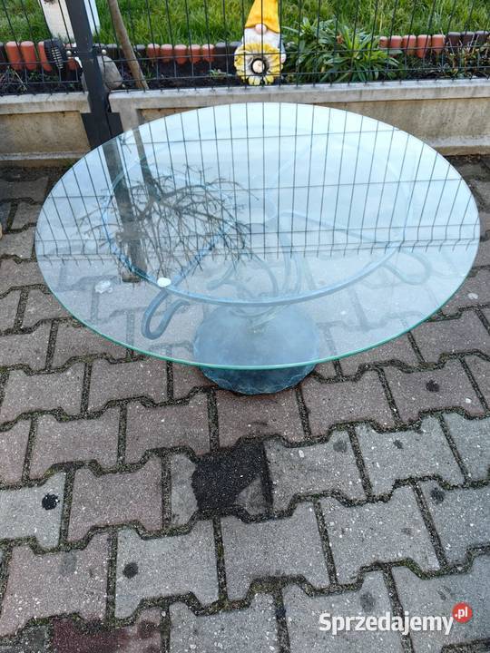 Stolik kawowy okrągły szklany blat 80 żeliwna Zielona Góra