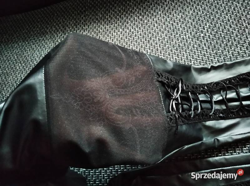 EKSKLUZYWNE spodnie legginsy damskie czarne tiul Łapy