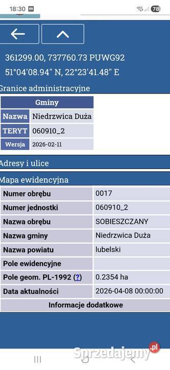 Działka SobieszczanyKolonia lubelskie Lublin