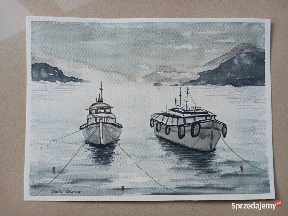 Akwarela Akwarelka Obraz pt Fiordy 31 x 23 Warszawa