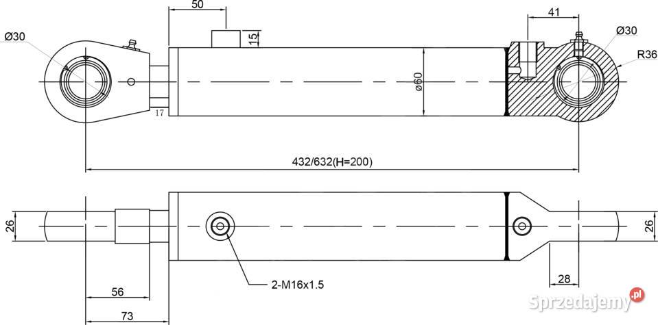 SIŁOWNIK Cylinder Skok 200 Pług CHWYTAK Krokodyl Solec Kujawski