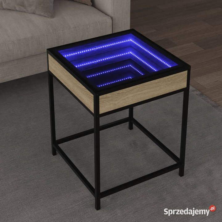 Stolik kawowy z LED Infinity dąb sonoma 40x40x51 Stoły