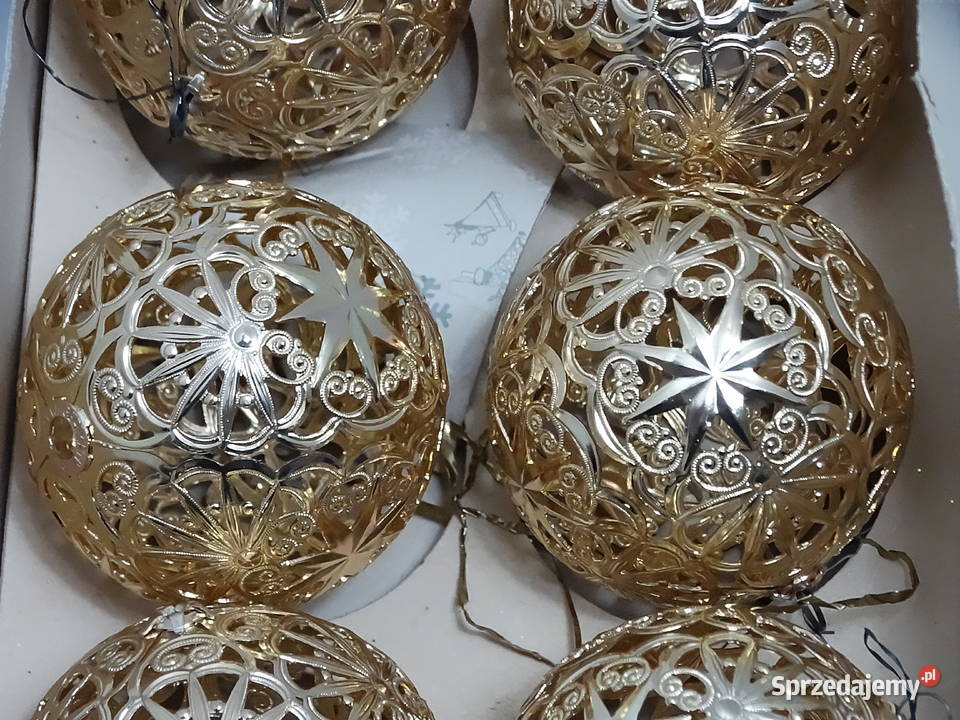 Bombki Choinkowe Ażurowe Złote Vintage Retro Biłgoraj