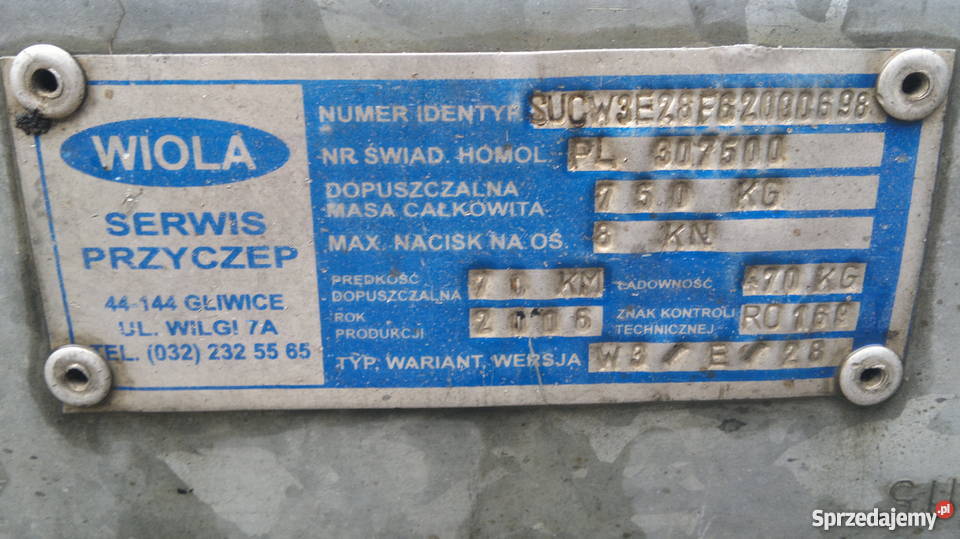 Przyczepa WIOLA DMC 750 Tandem 280x140 Okazja Wodzisław