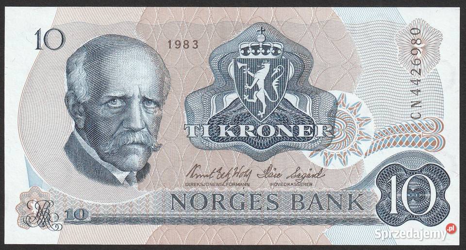 NORWEGIA 10 KORON 1983 STAN BANKOWY UNC Łódź