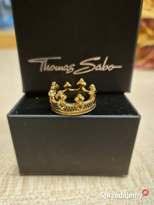 Pierścionek Thomas Sabo Korona Złoty Czarne Olsztyn sprzedam