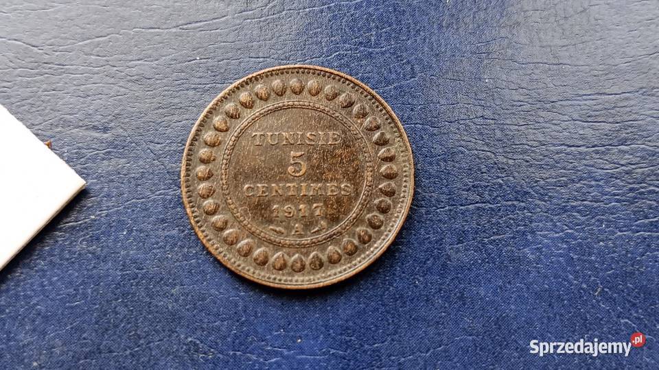 Stare monety 5 centymów 1917 Tunezja podkarpackie Lesko