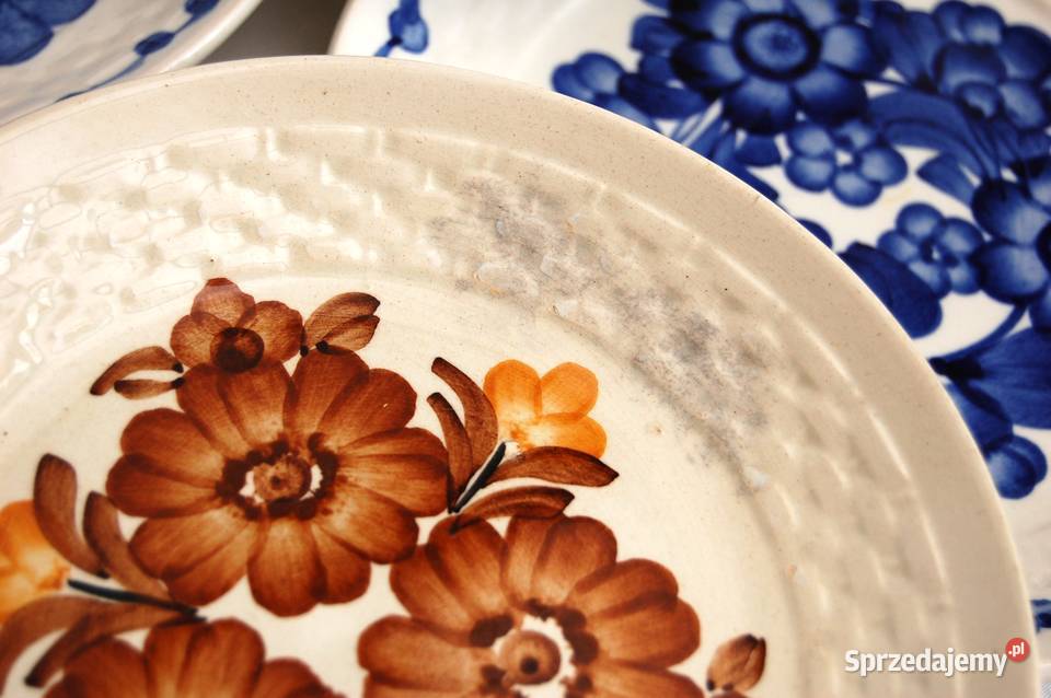 Fajans Koło PRL vintage malowany talerz patera lubelskie Lublin