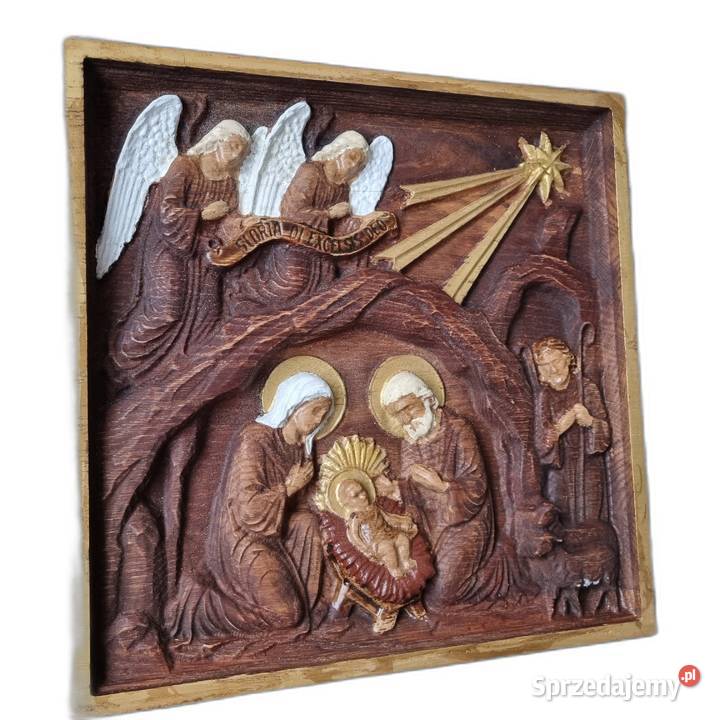 Szopka Bożonarodzeniowa z drewna ręcznie Malechowo