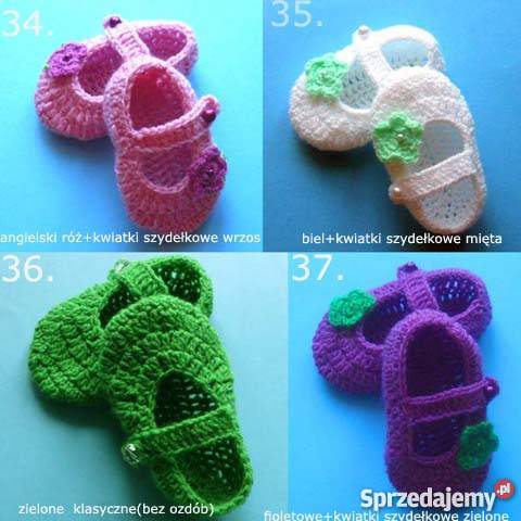Buciki szydełkowe RĘKODZIEŁO na chrzestdo Toruń