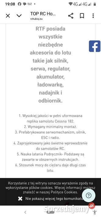 Samolot zdalnie sterowany RTF Cessna 182 śląskie Dębowiec sprzedam