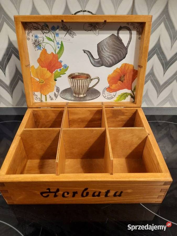 Herbaciarka z kwiatami decoupage pudełko na Kędzierzyn-Koźle