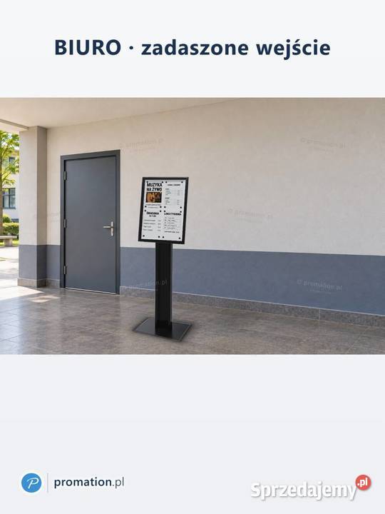 Czarny stojak z gablotą na menu 4A4 do