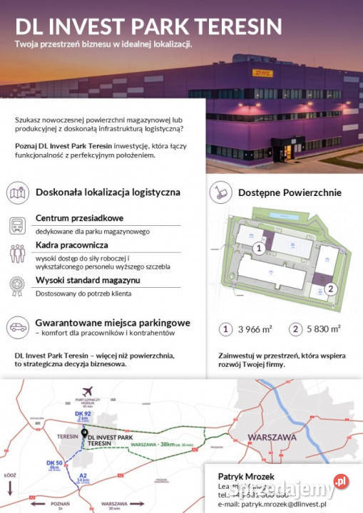 WYNAJEM POWIERZCHNI MAGAZYNOWEJ TERESIN Gaj