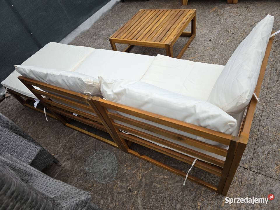 Duża sofa ogrodowa stół poduszki drewno Wschowa