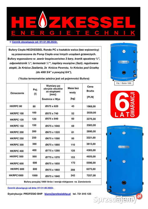 Bufor Ciepła HEIZKESSEL Rondo PC 100 litrów Koszęcin