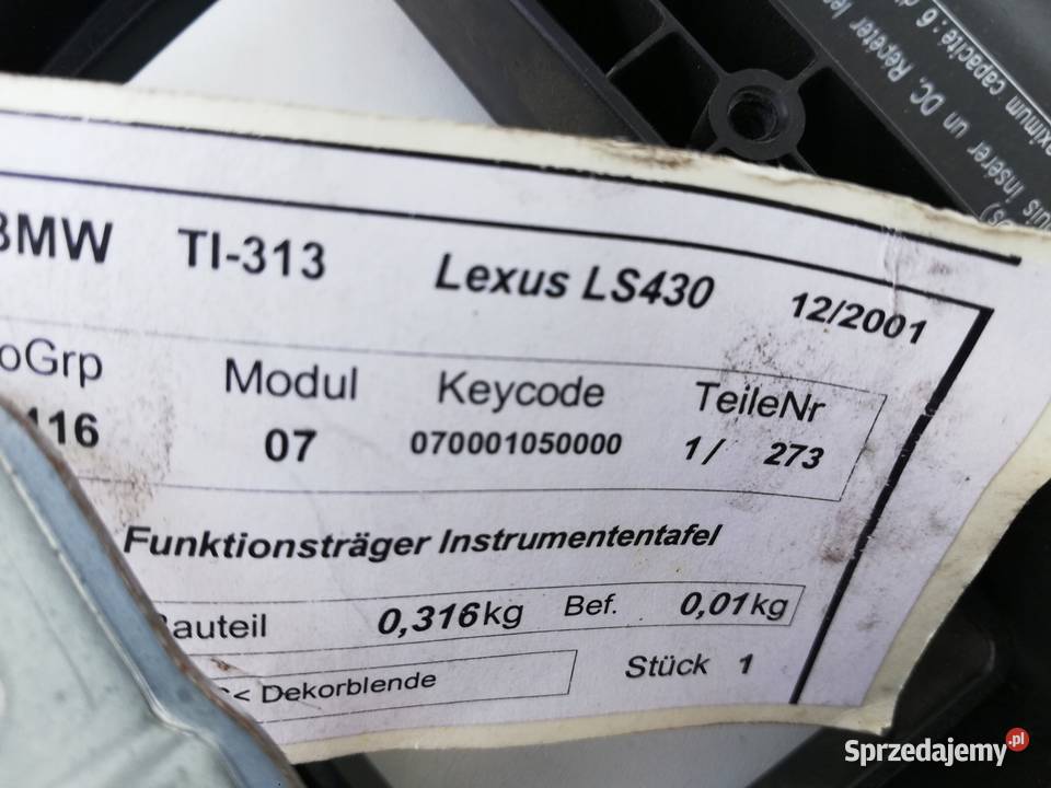 OSŁONA DEKOR ZAŚLEPKA LISTWA KONSOLI LEXUS LS430 Nowy Tomyśl