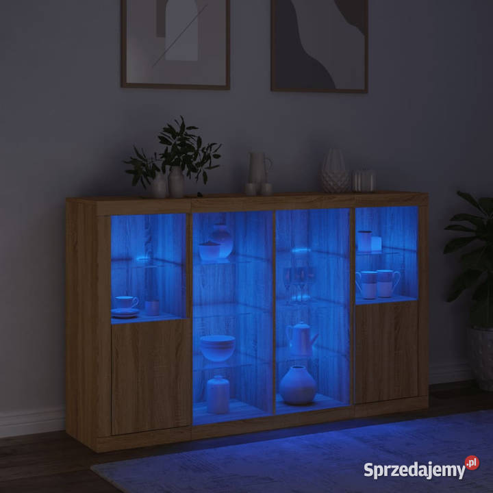 Szafki z oświetleniem LED 3 dąb sonoma WM3209137 Pozostałe Warszawa