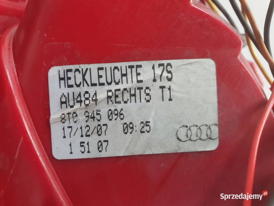 LAMPA PRAWA TYLNIA TYLNA Audi A5 8T 8T0945096 lubelskie Rudka