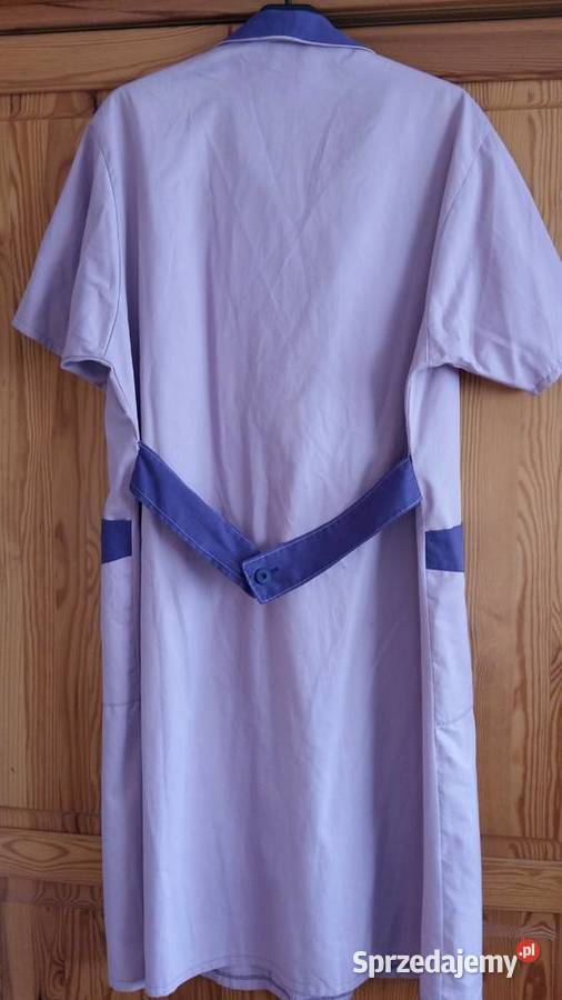 Bawełniany fartuch w liliowym kolorze z