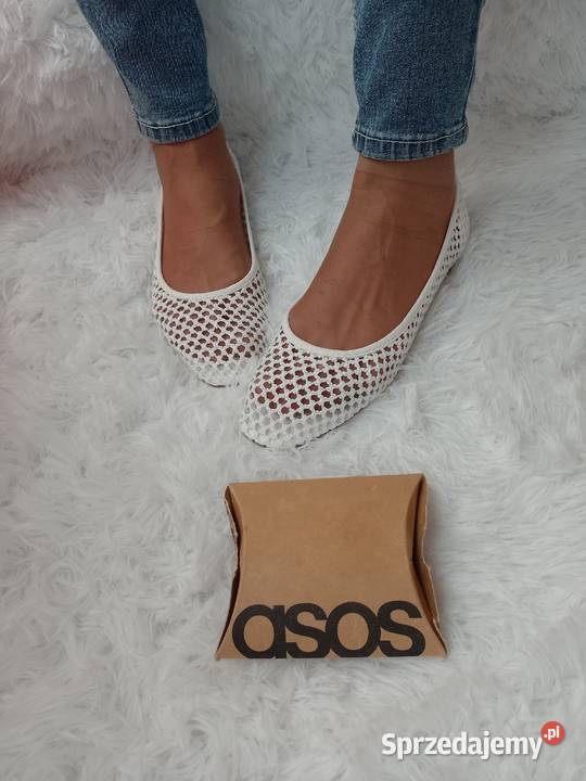 40 ASOS Design Białe baleriny ażurowe z Londynu Balerinki Kraków