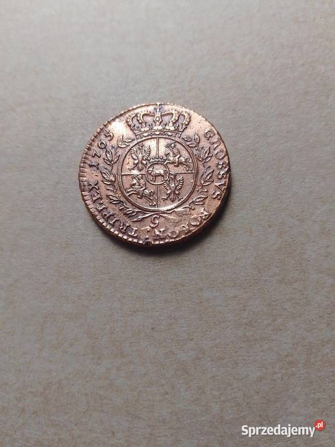 Trojak trzy grosze Zbrojarz 1765r ekstremalnie Złotoryja