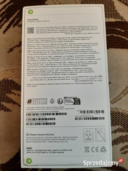 NOwy Smartfon Apple iPhone 16 Pro 8 GB256 GB 5G Wrocław