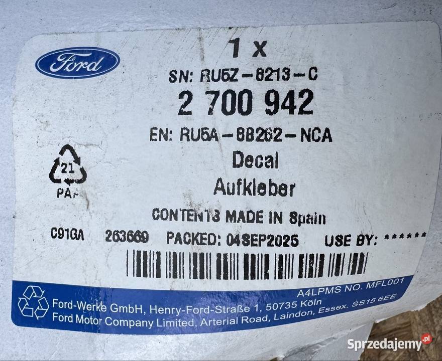 Znaczek Logo emblemat ford Custom II 2 Międzychód