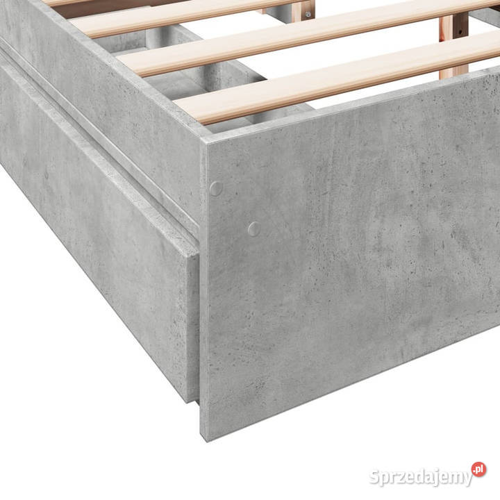 Rama łóżka z szufladami szarość betonu 160x200