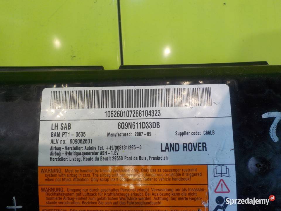 LAND ROVER FREELANDER II 07r 5D AIRBAG poduszka Suków