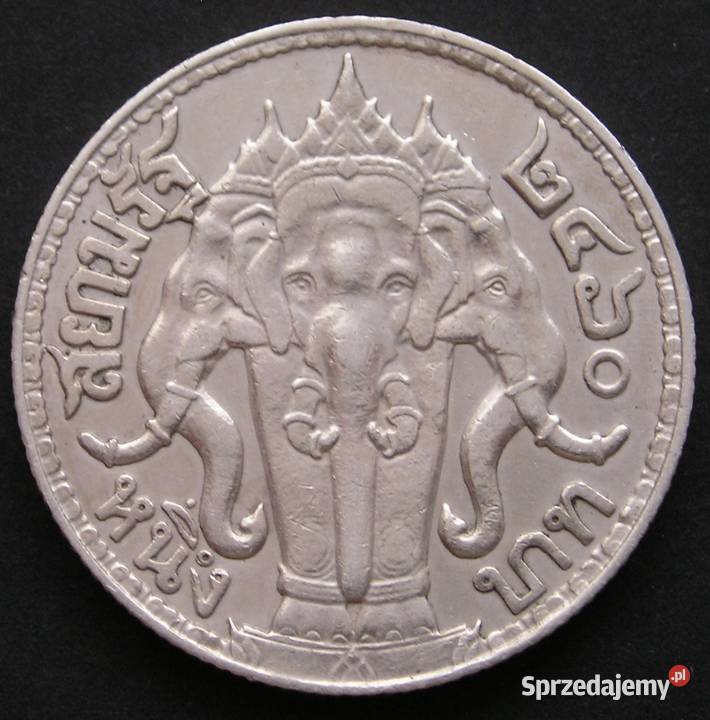 TAJLANDIA 1 BAHT 1917 KRÓL RAMA VI SREBRO Łódź sprzedam