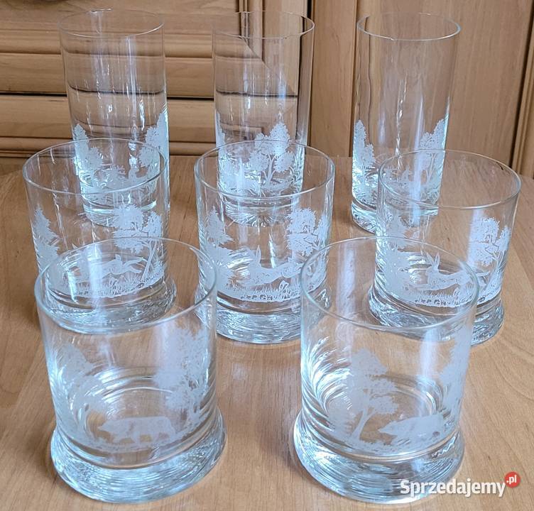 Szklanki do whisky prl motyw myśliwski plus Katowice