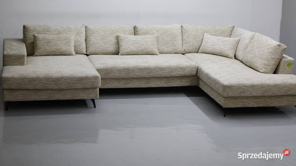 TDJ Nowy wieli narożnik U beżowa tkanina rogówka 382cm Dom i Ogród