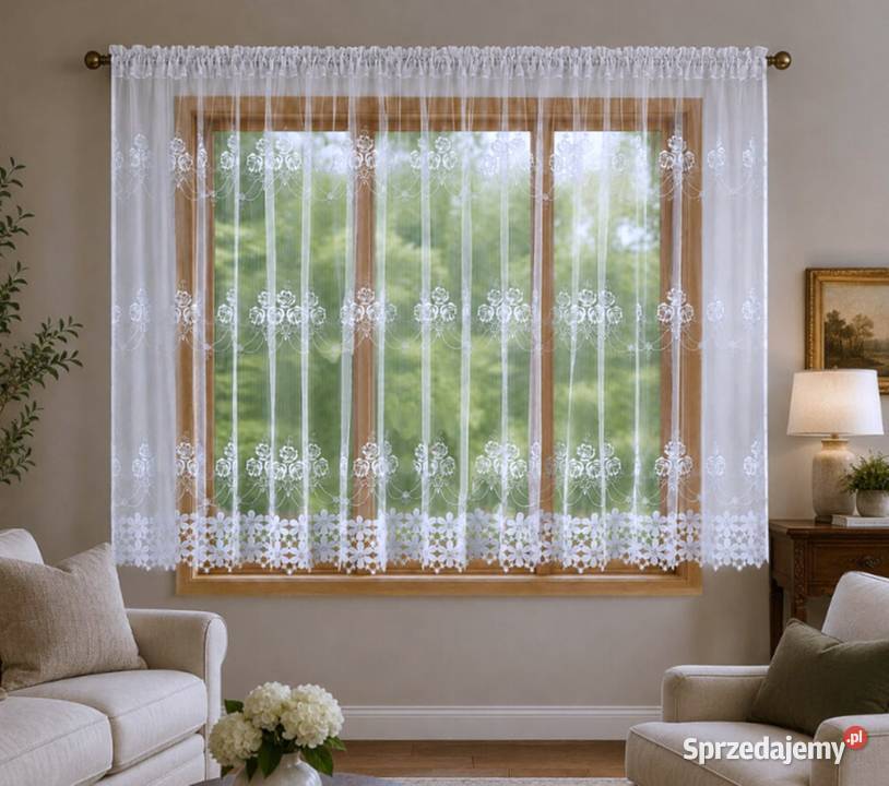 Firana 400x160 FIRANY firanki proste z gipiurą Świebodzin