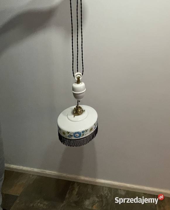 Stara lampa wisząca kuchenna z przeciwwagą Chudów