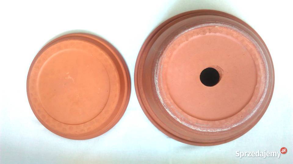 Doniczka brąz DUŻA Podstawka glina Wzór stan Białystok sprzedam