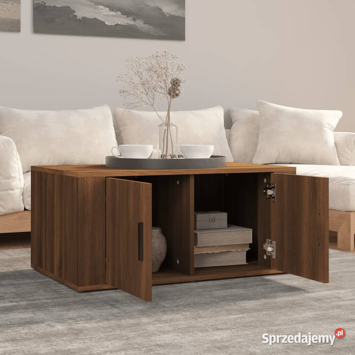 Stolik kawowy brązowy dąb 80x50x36 materiał Warszawa