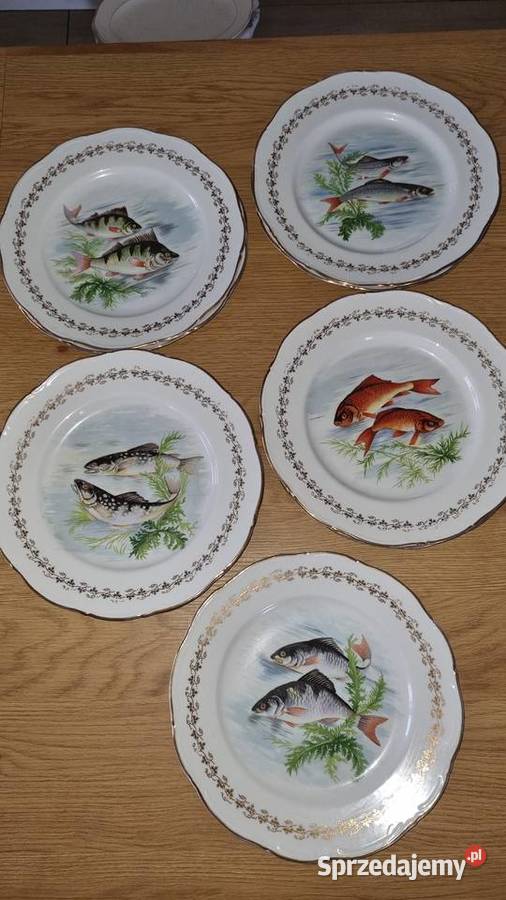 Serwis Rybny Porcelana Francuska Digion Wyposażenie wnętrz