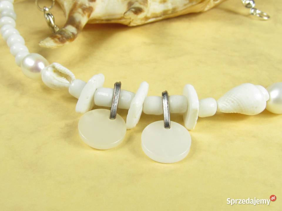 Naszyjnik bransoletka kolczyki zestaw biały róż Zegarki i Biżuteria Katowice