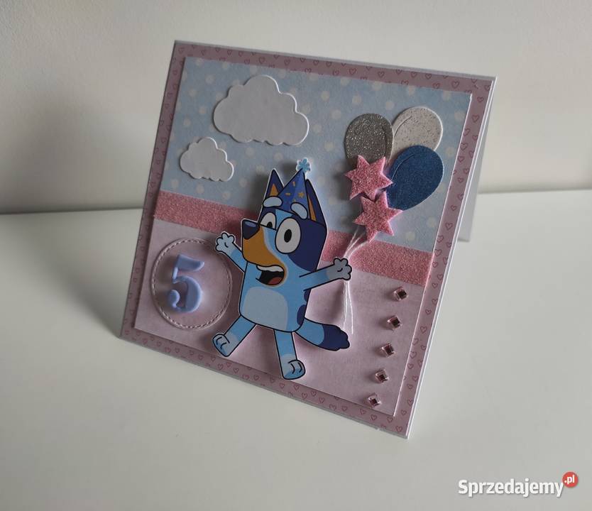 Kartka urodzinowa ręcznie robiona Blue Łódź