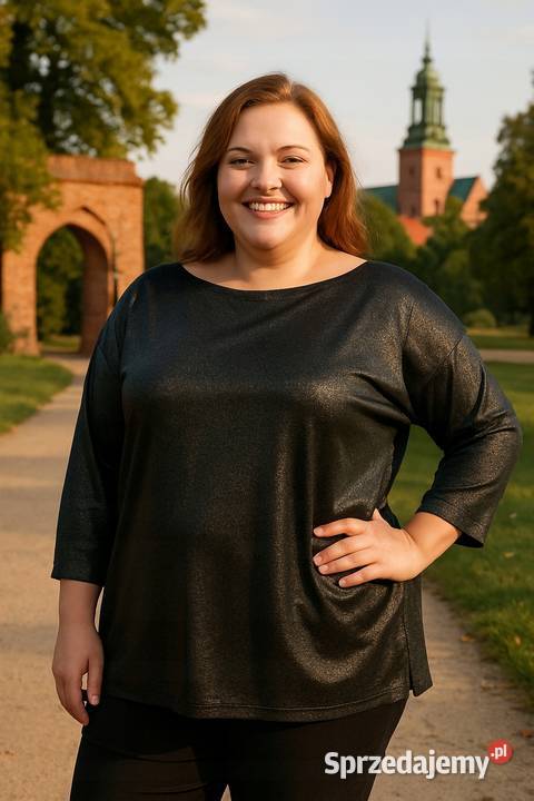 Bluzka damska Błyszcząca welurowa 4446 biust 128 Bluzki i koszule łódzkie Pątnów